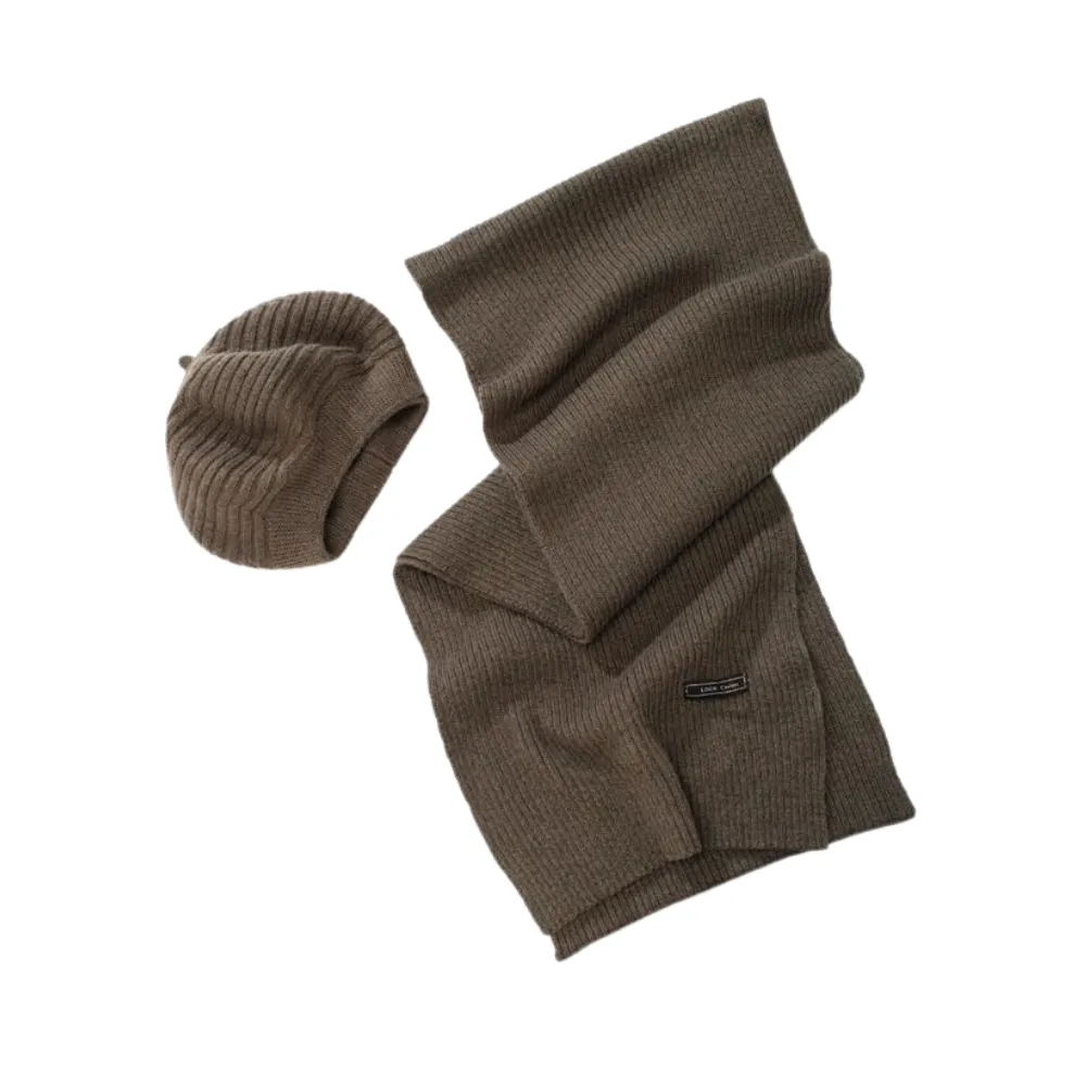 Look By M Cashmere Blended Sparkle Knit Khaki Beret (Women's)