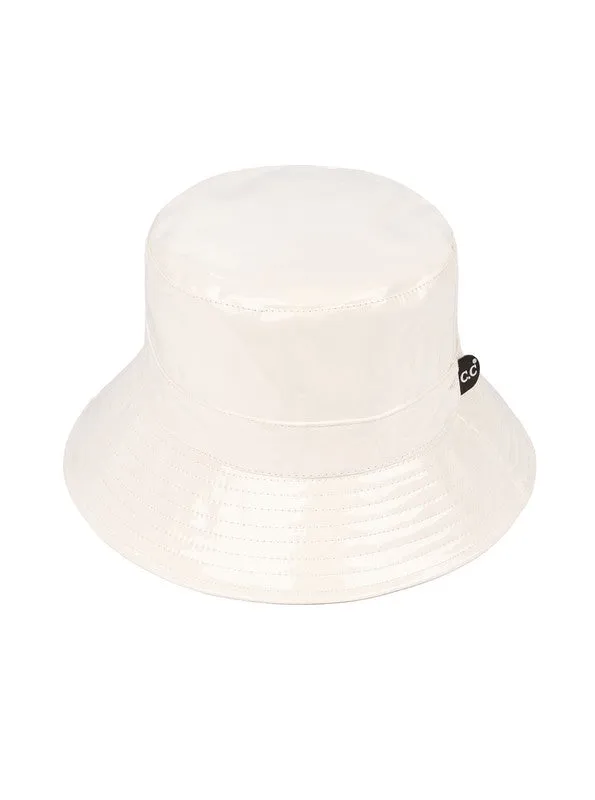 Luxury Black Waterproof Faux Leather Bucket Hat