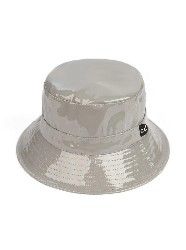 Luxury Black Waterproof Faux Leather Bucket Hat