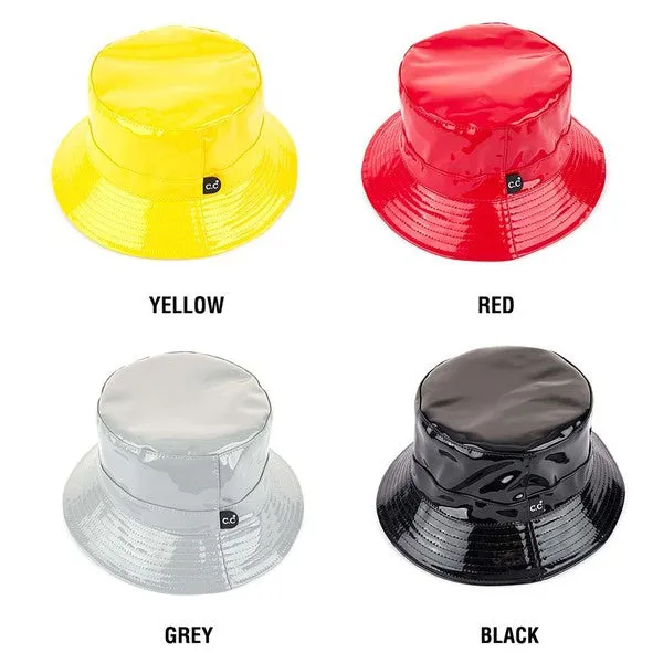 Luxury Black Waterproof Faux Leather Bucket Hat