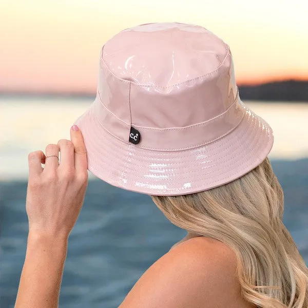 Luxury White Waterproof Faux Leather Bucket Hat