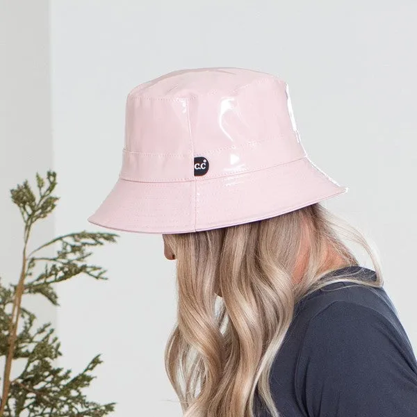 Luxury White Waterproof Faux Leather Bucket Hat
