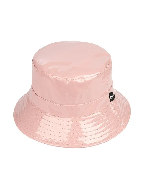 Luxury White Waterproof Faux Leather Bucket Hat