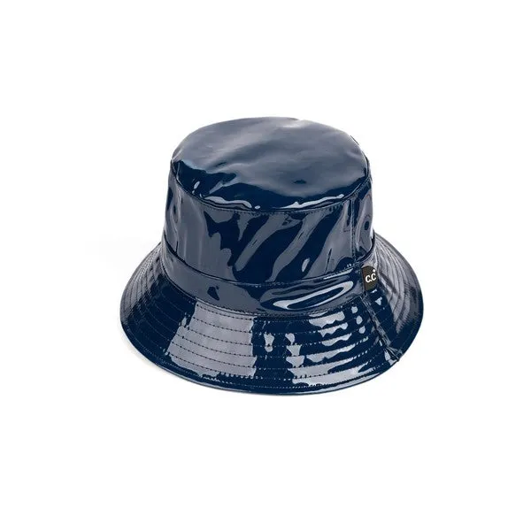 Luxury White Waterproof Faux Leather Bucket Hat