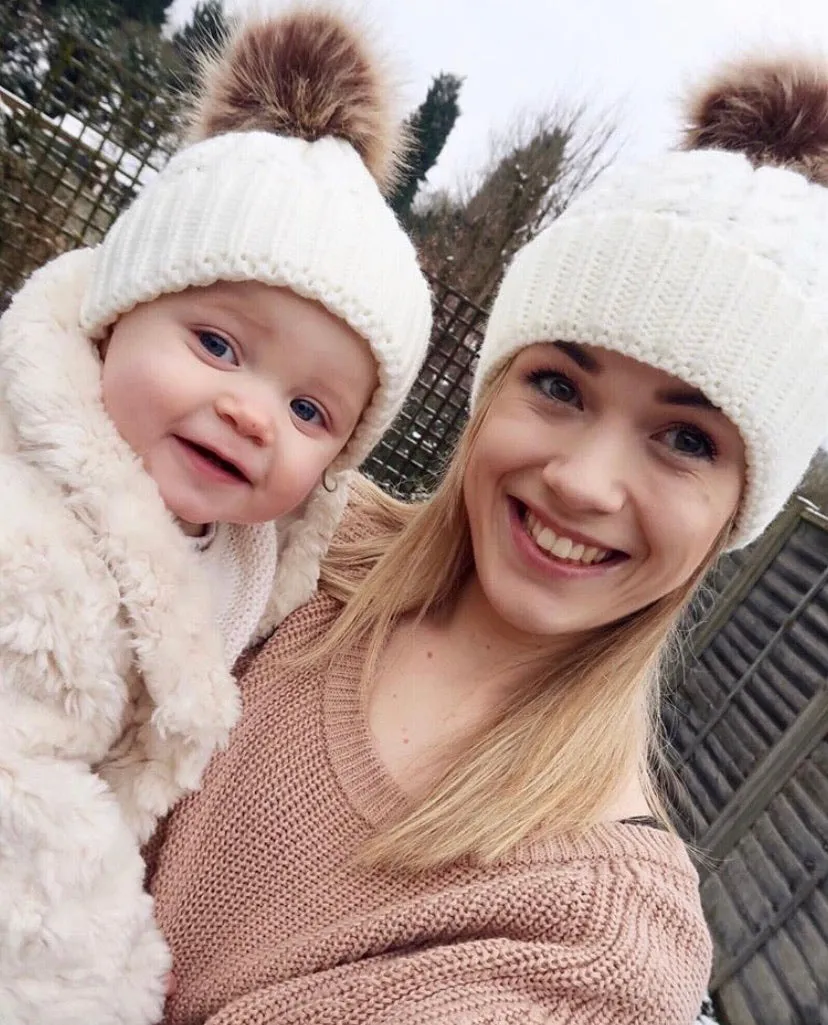 Matching Mama & Baby Hats - Cream