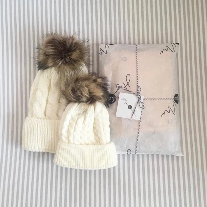 Matching Mama & Baby Hats - Cream