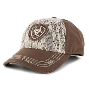 MF Western Ariat Womens Brown with Cream Lace Embroidered Logo Cap Style 1514802