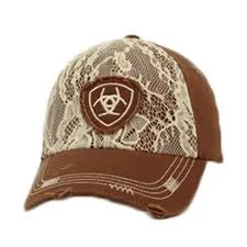 MF Western Ariat Womens Brown with Cream Lace Embroidered Logo Cap Style 1514802