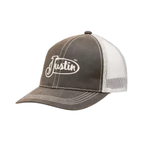 Milano Hats Denim Brown Mesh Embroidered Justin Cap