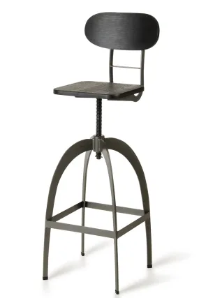Modrest Elgin Modern Black & Gun Metal Bar Stool