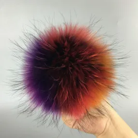 Multicolor Rainbow Fur Pom Pom