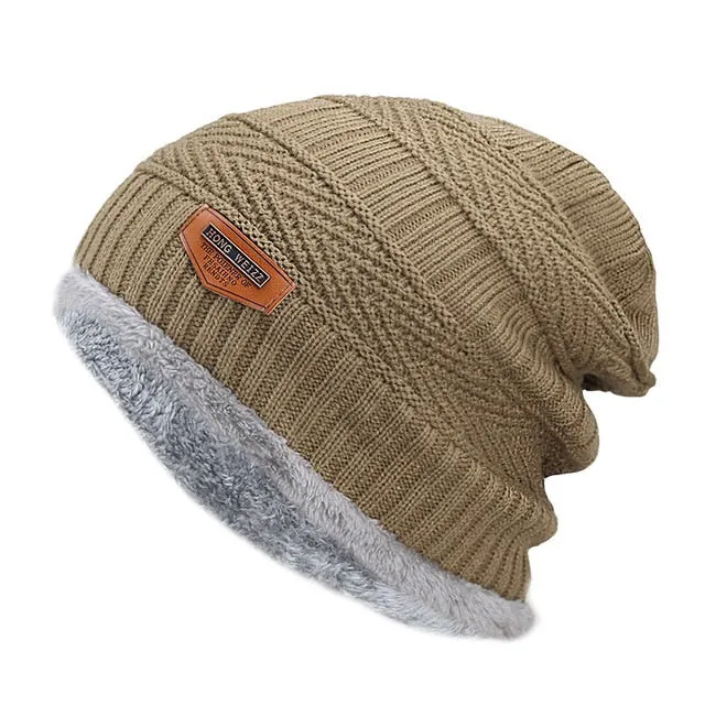 New Men's winter Fall hat fashion knitted black ski hats Thick  warm hat cap Bonnet Skullies Beanie Soft Knitted Beanies Cotton