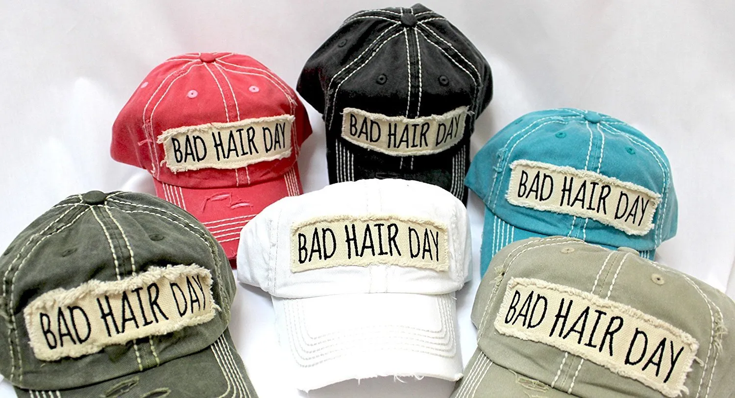 New! Olive "BAD HAIR DAY" Embroidery Patch Baseball Cap