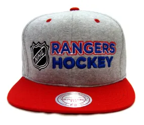 New York Rangers Snapback Mitchell & Ness Heather Jersey Cap Hat Grey Red
