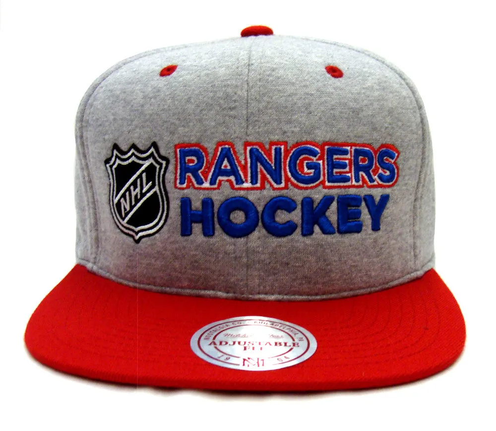 New York Rangers Snapback Mitchell & Ness Heather Jersey Cap Hat Grey Red