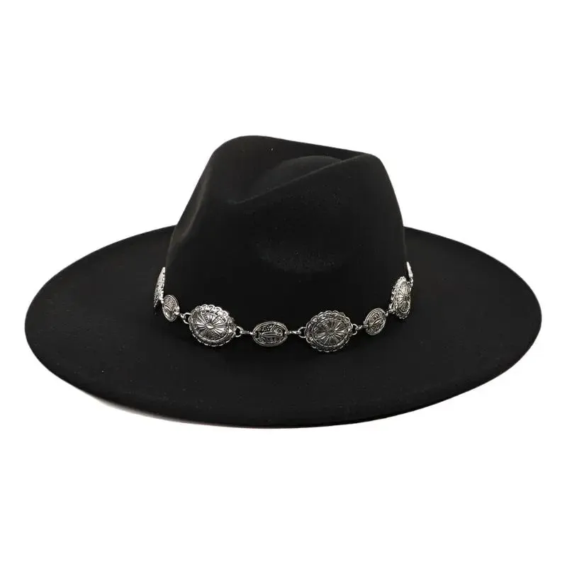 Oval Coin Chain Fedora Hat