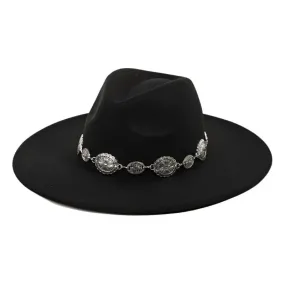 Oval Coin Chain Fedora Hat