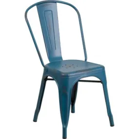 PHOENIX - DISTRESSED KELLY BLUE METAL CHAIR