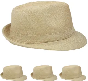 plain beige dress fedora hat Case of 72