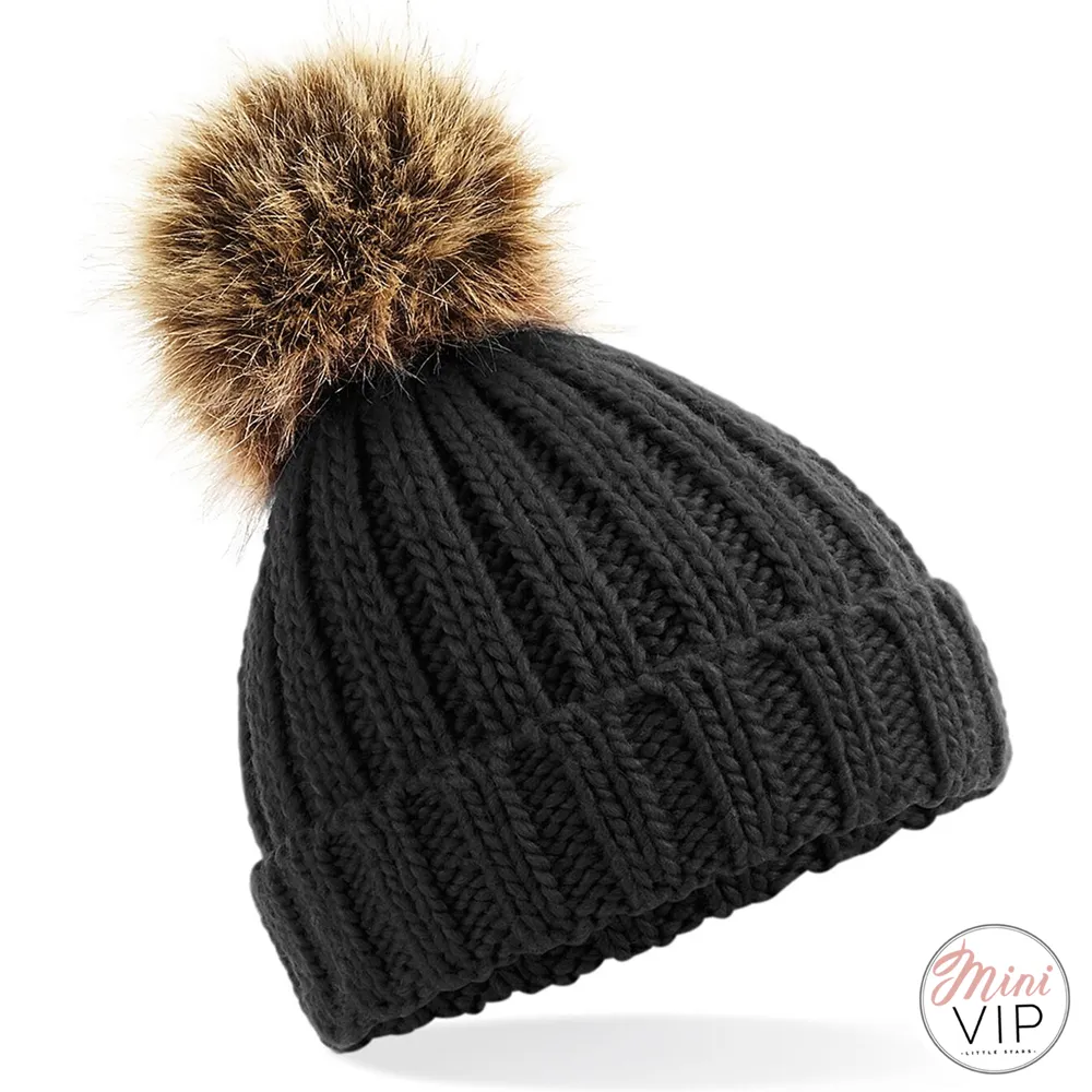 Pom Pom Chunky Beanie Hat - Infants, Junior & Adult sizes