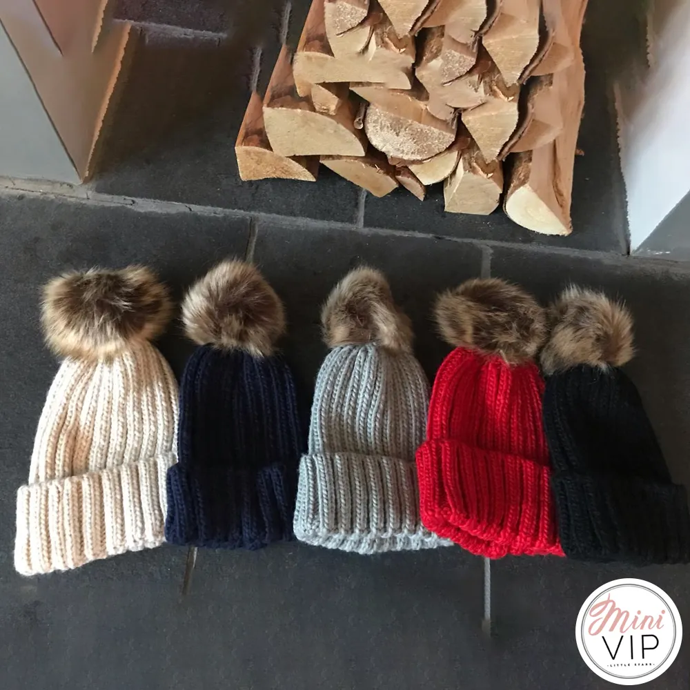 Pom Pom Chunky Beanie Hat - Infants, Junior & Adult sizes