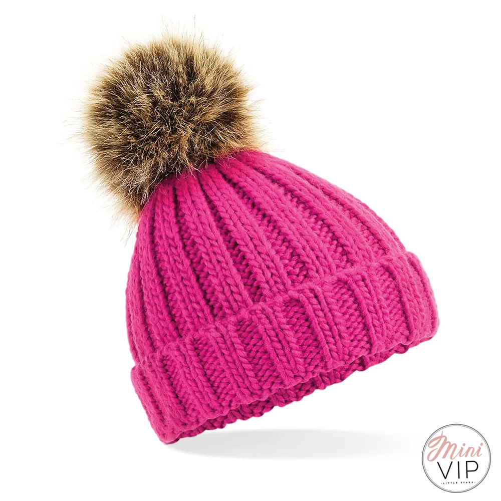Pom Pom Chunky Beanie Hat - Infants, Junior & Adult sizes