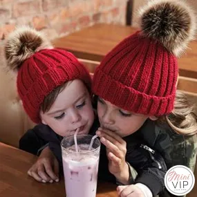 Pom Pom Chunky Beanie Hat - Infants, Junior & Adult sizes