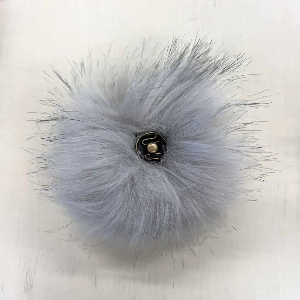 Pom Poms Grey - 10cm with Snap Fastener