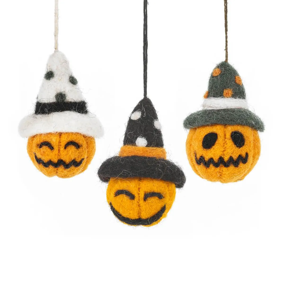 Pumpkin Trio Hanging Halloween Decorations by Felt So Good