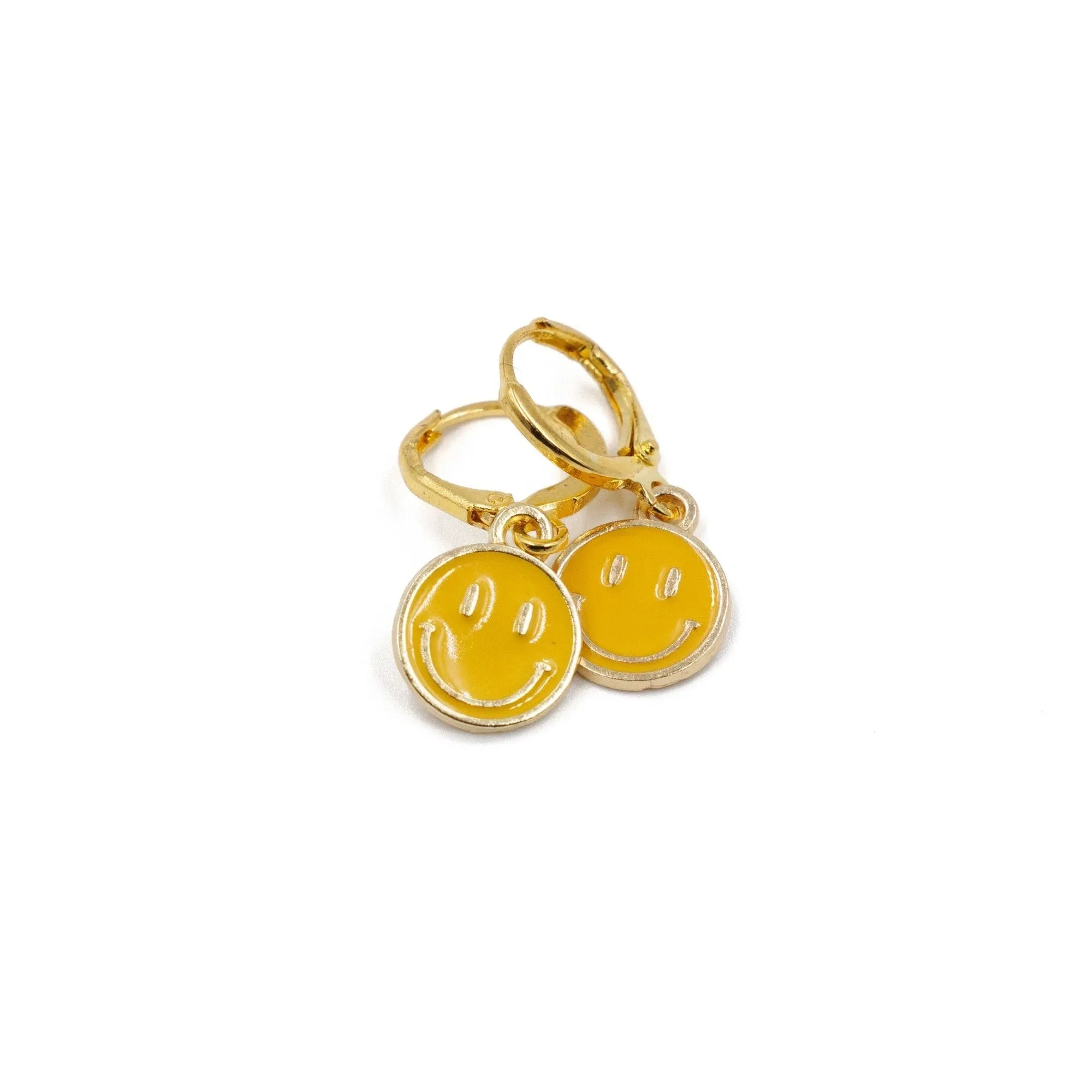 Retro '80s-'90s Dual Happy Face Charm Earrings | 4 Color Options | Yellow, Black, White, Pink