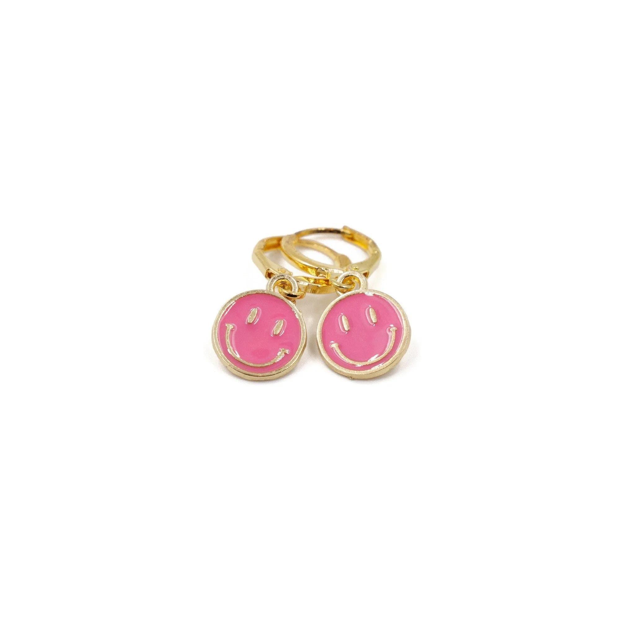 Retro '80s-'90s Dual Happy Face Charm Earrings | 4 Color Options | Yellow, Black, White, Pink