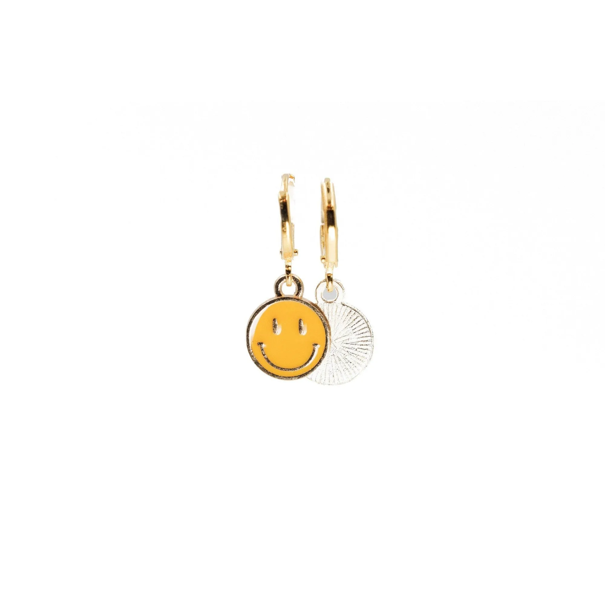 Retro '80s-'90s Dual Happy Face Charm Earrings | 4 Color Options | Yellow, Black, White, Pink