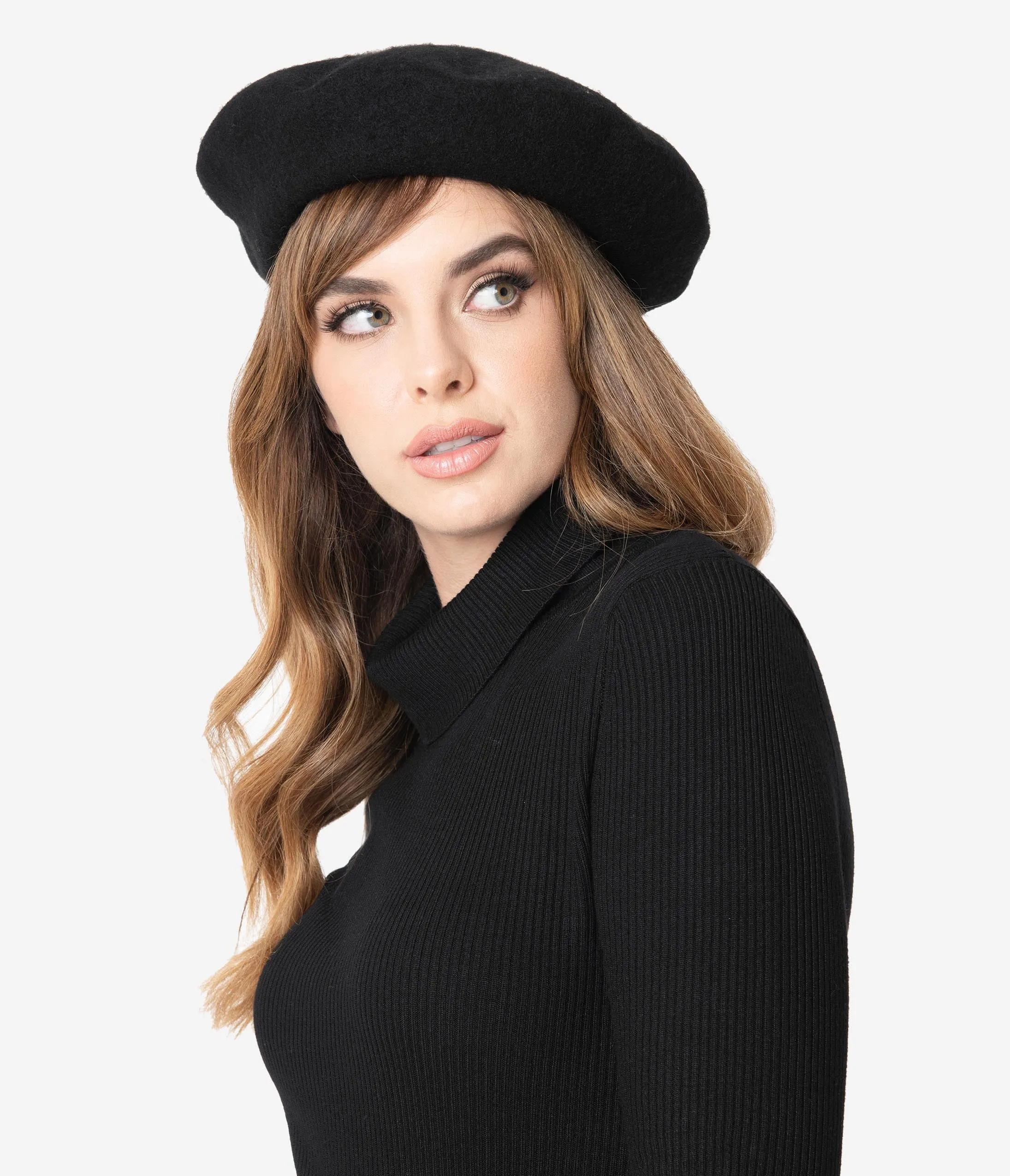 Retro Style Black Wool Beret
