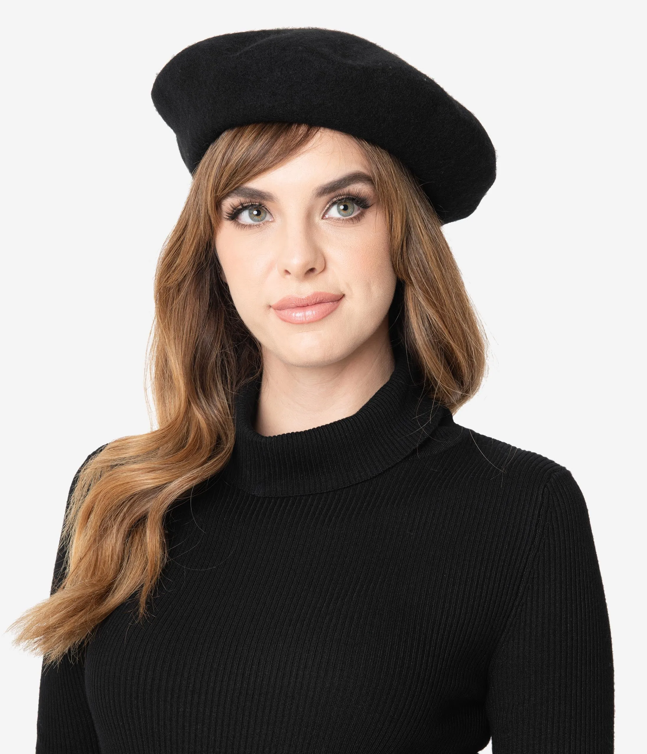 Retro Style Black Wool Beret