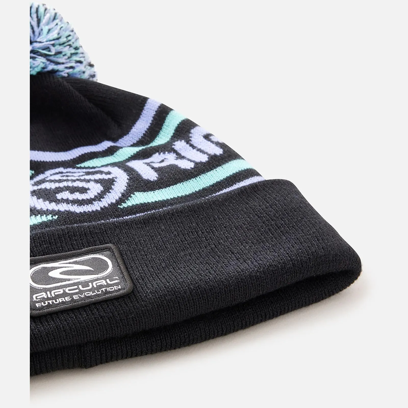 Rip Curl Kids Pill Stripe Tall Beanie Bobble Hat - Black