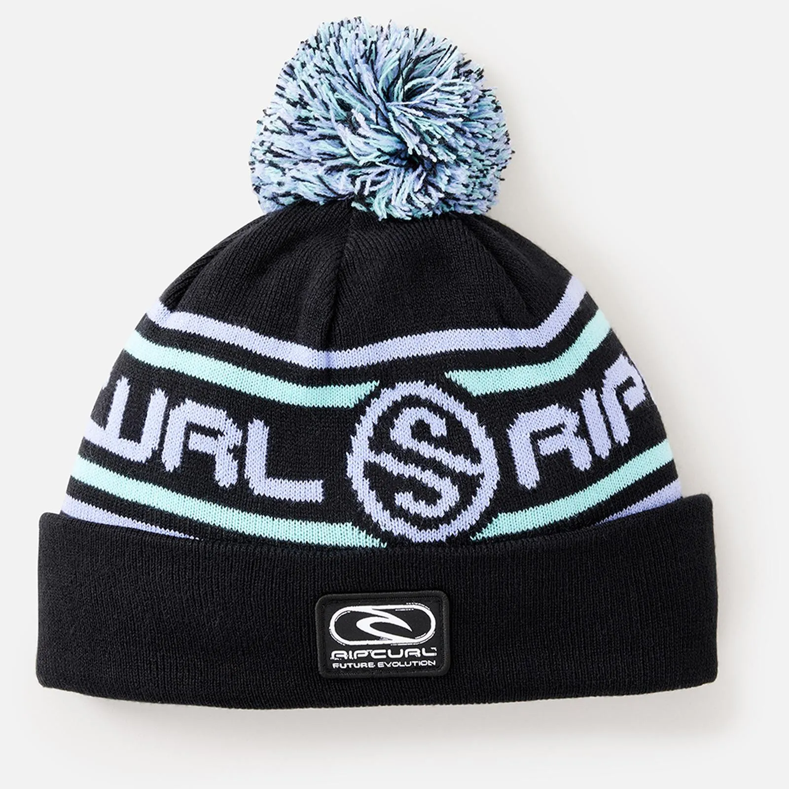 Rip Curl Kids Pill Stripe Tall Beanie Bobble Hat - Black
