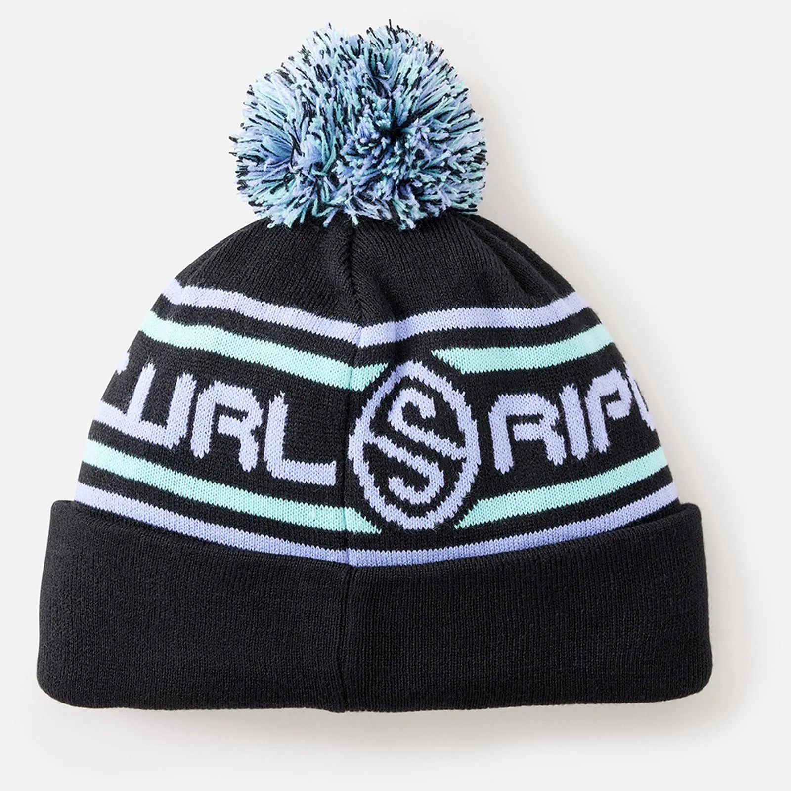Rip Curl Kids Pill Stripe Tall Beanie Bobble Hat - Black