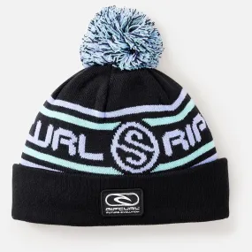 Rip Curl Kids Pill Stripe Tall Beanie Bobble Hat - Black