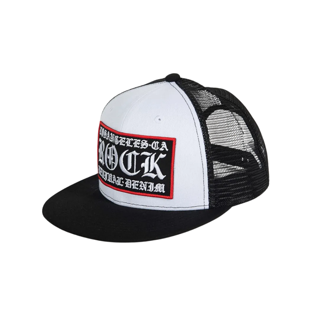 Rock Revival Men's White Decal Patch Snap Back Cap