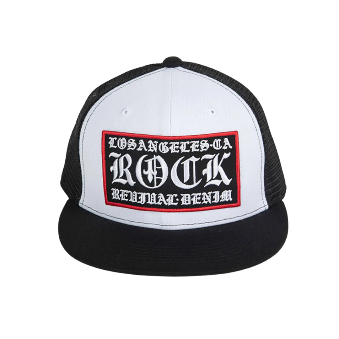 Rock Revival Men's White Decal Patch Snap Back Cap