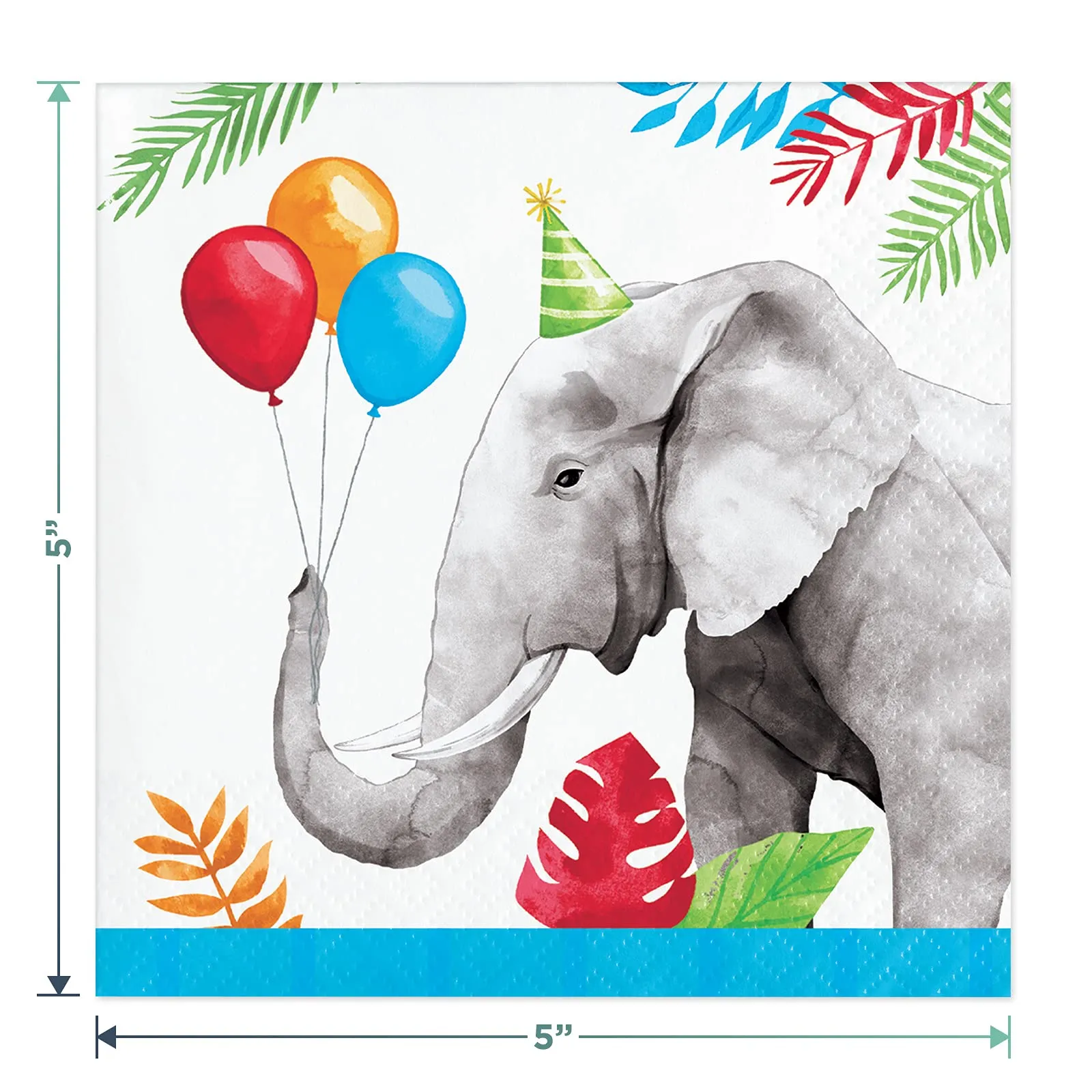 Safari Party Animal Paper Dessert Plates, Napkins, Cups, Table Cover, and Balloons Set (Serves 16)