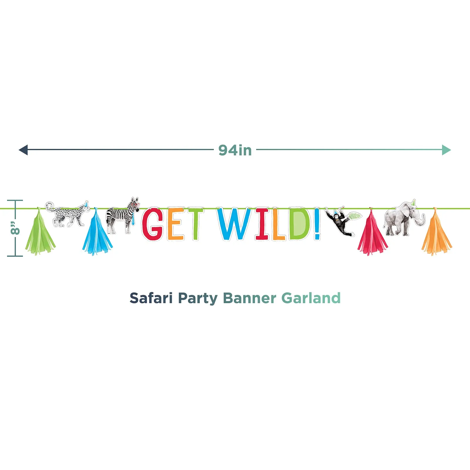 Safari Party Animal Paper Dessert Plates, Napkins, Cups, Table Cover, and Balloons Set (Serves 16)