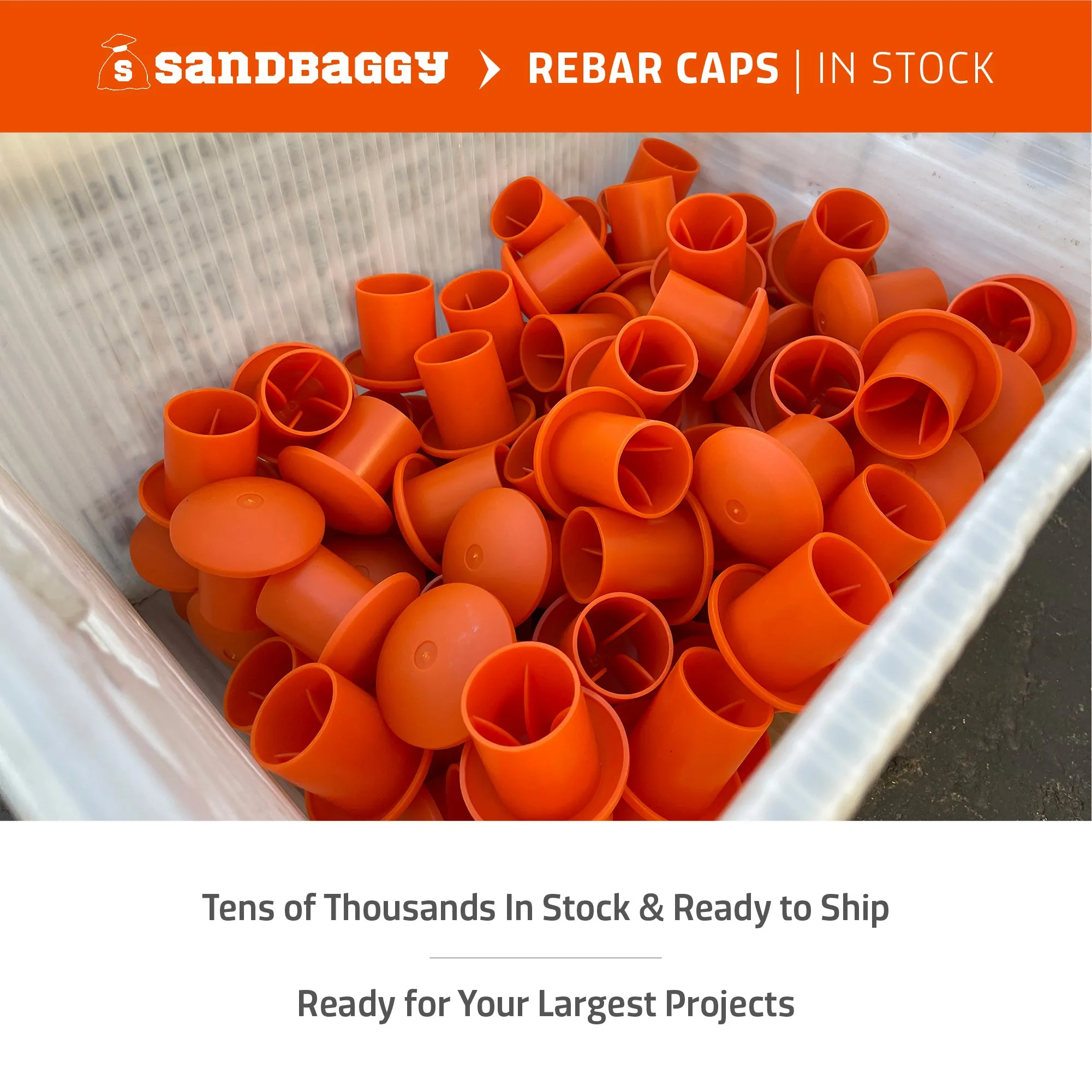 Sandbaggy Rebar Mushroom Safety Caps | For Rebar #3 to #8 | Concrete Stakes | T-Posts Caps