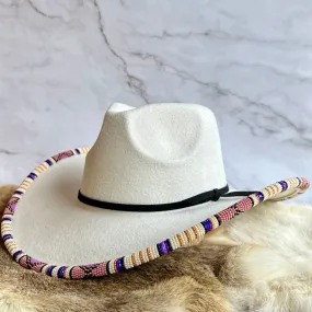 Shelley M Cream Beaded Brim Cowboy Hat