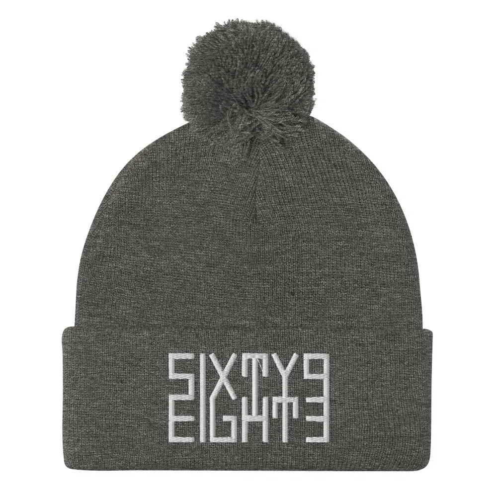 Sixty Eight 93 Logo White Pom-Pom Beanie