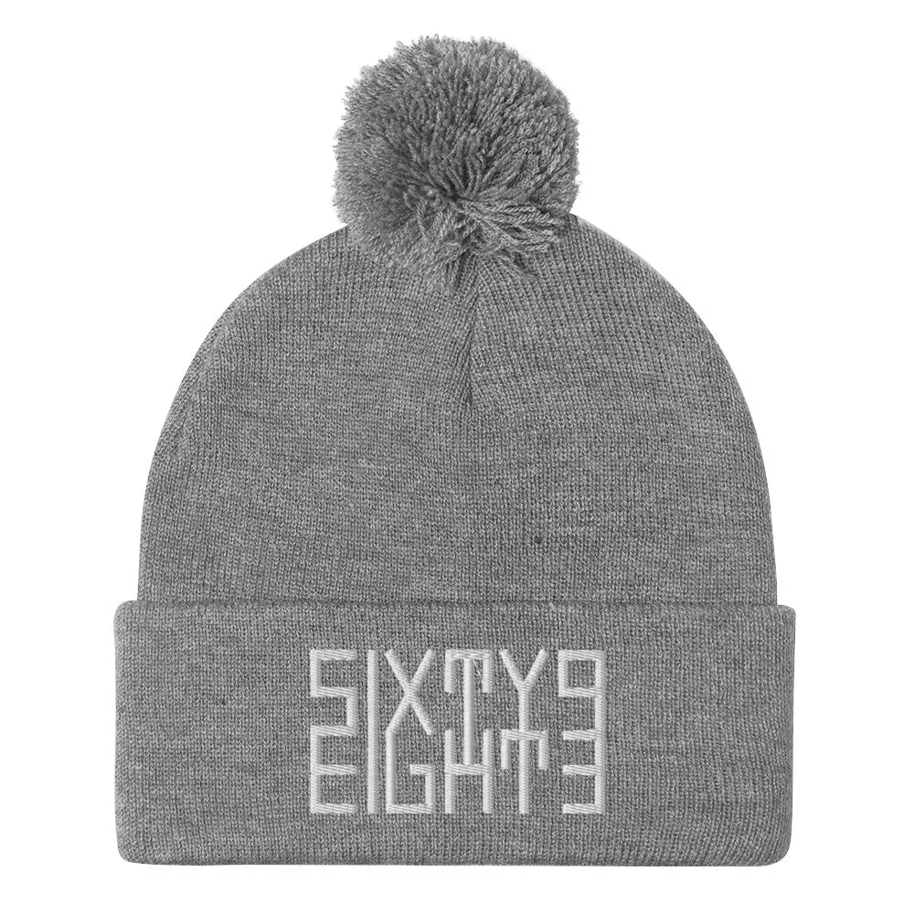 Sixty Eight 93 Logo White Pom-Pom Beanie
