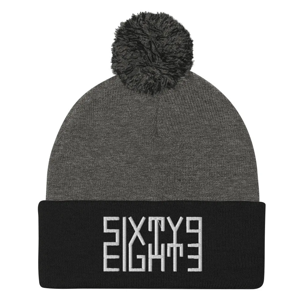 Sixty Eight 93 Logo White Pom-Pom Beanie