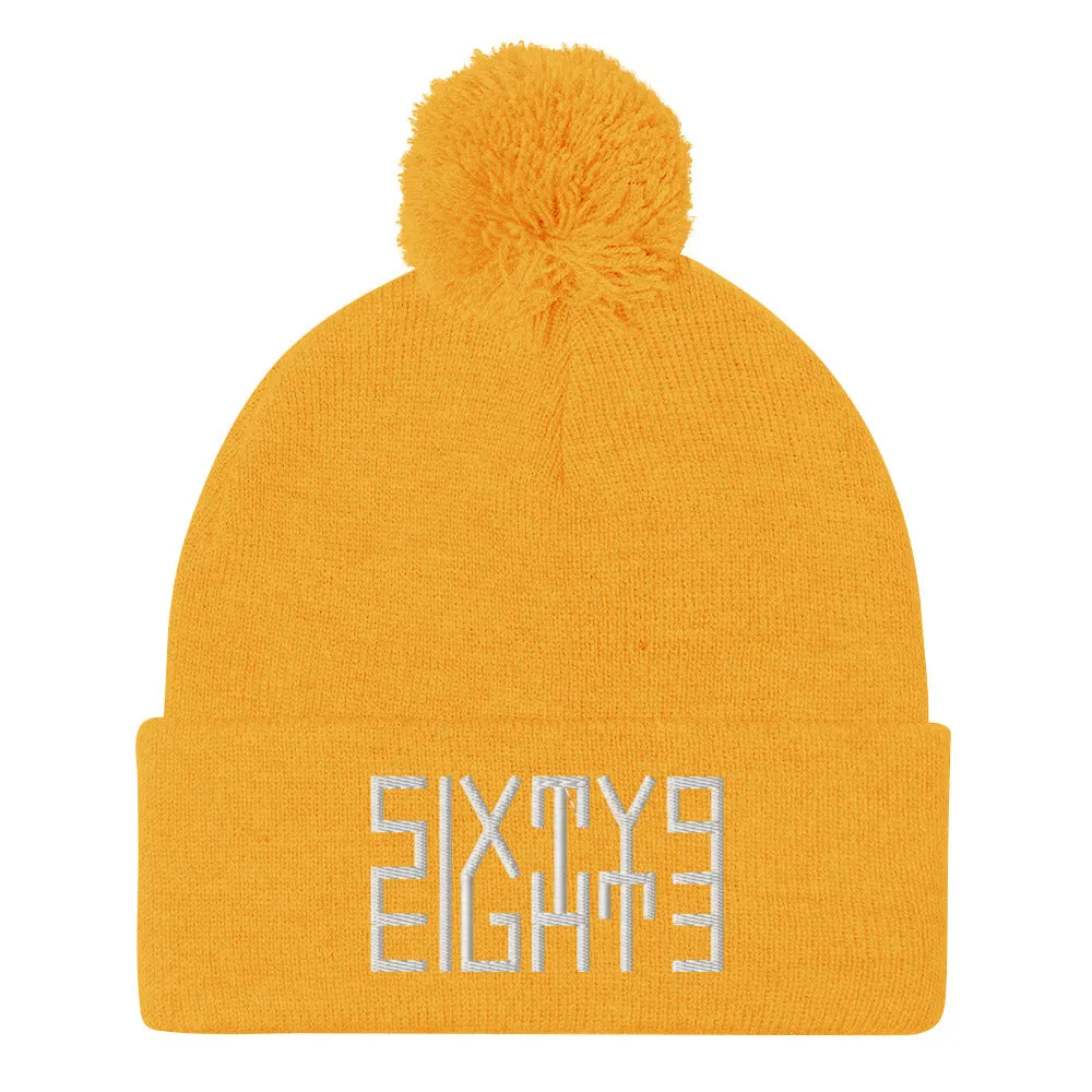 Sixty Eight 93 Logo White Pom-Pom Beanie