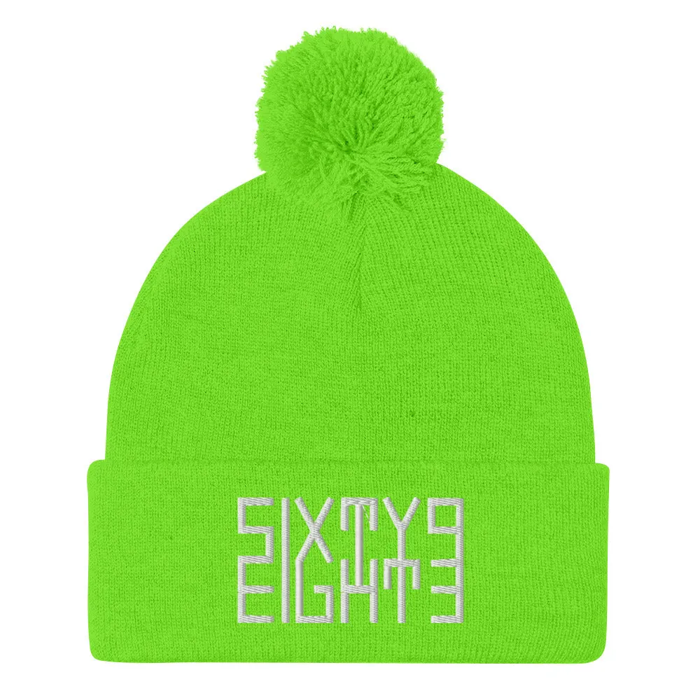 Sixty Eight 93 Logo White Pom-Pom Beanie