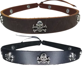 Skulls Leather Hatband